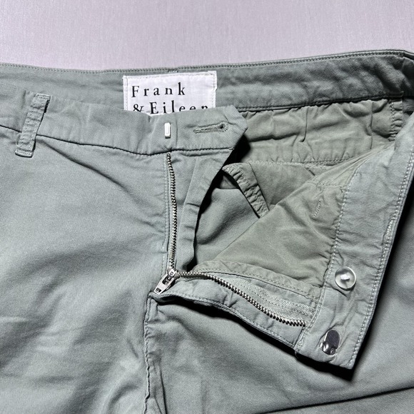 Frank & Eileen Wicklow Pants Womens 10 Green Cropped Raw‎ Hem Chino Made in USA - Picture 7 of 16